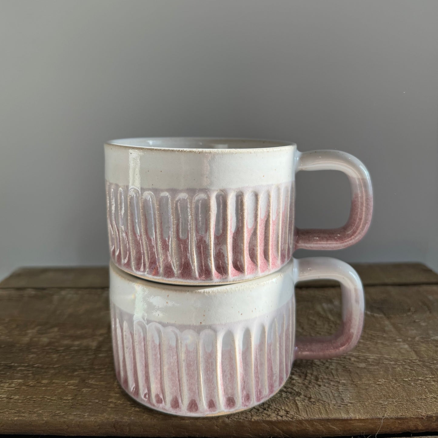 Carved Pink Coffee Mugs