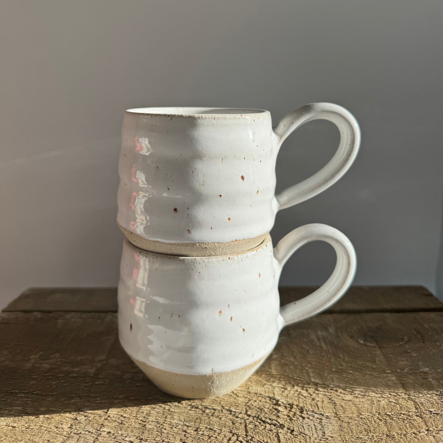 Large White Flecked Mugs