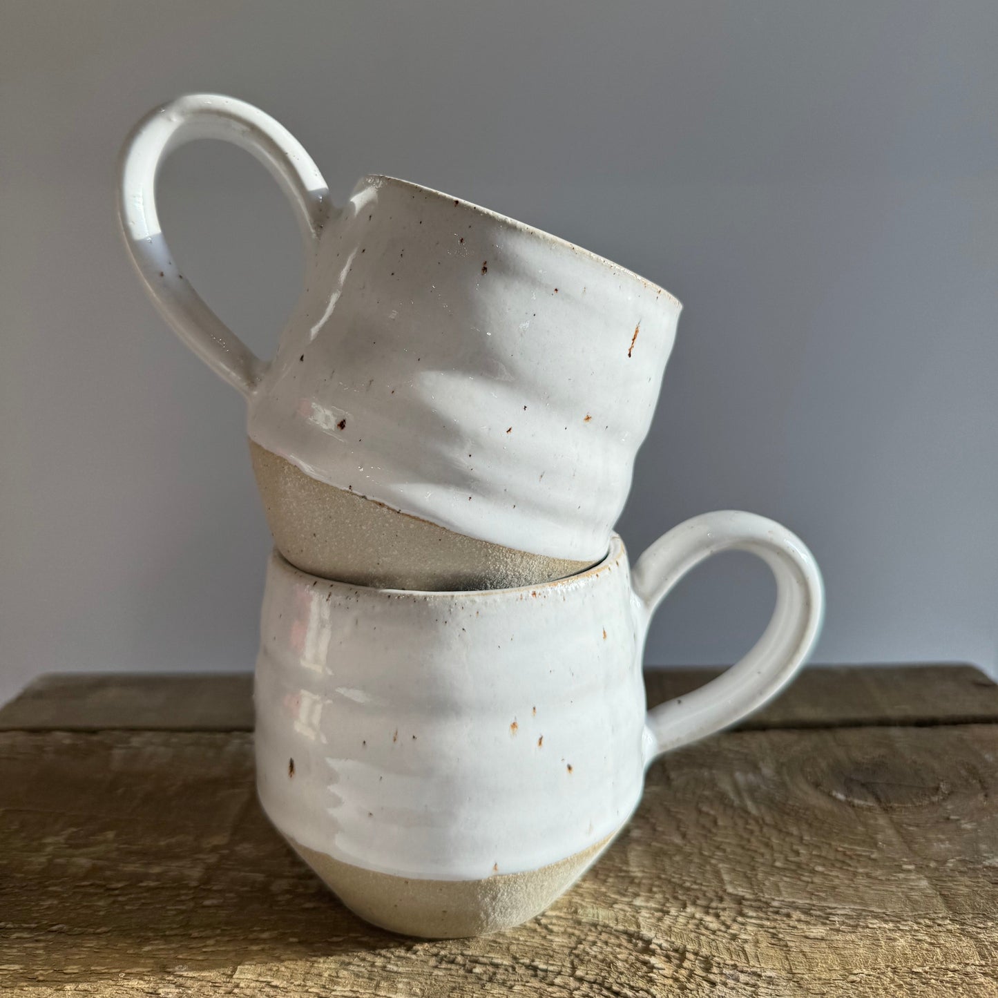 Large White Flecked Mugs