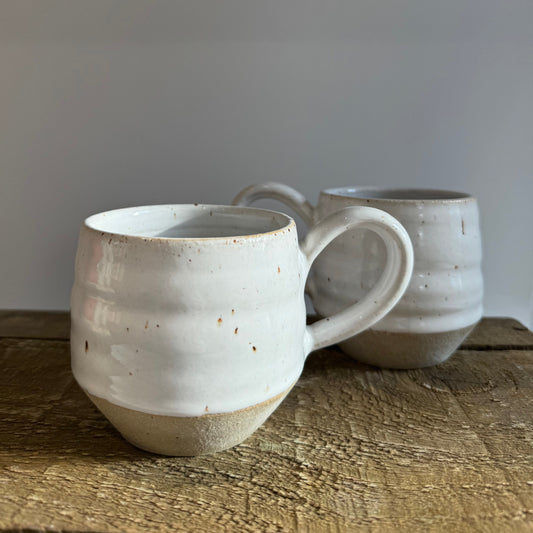 Large White Flecked Mugs