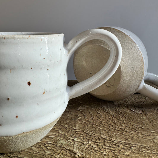 Large White Flecked Mugs