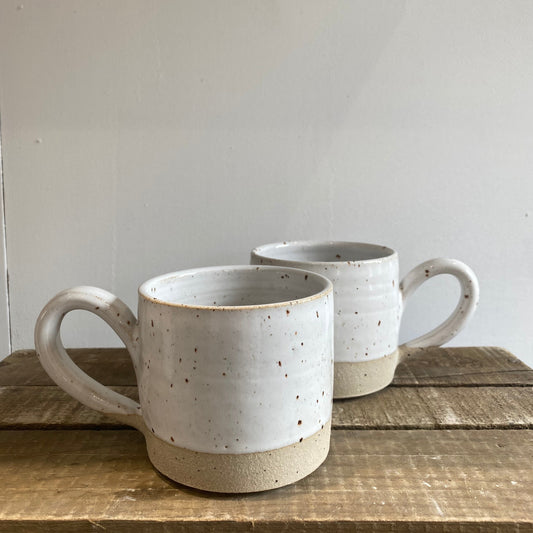 Large White Flecked Mug