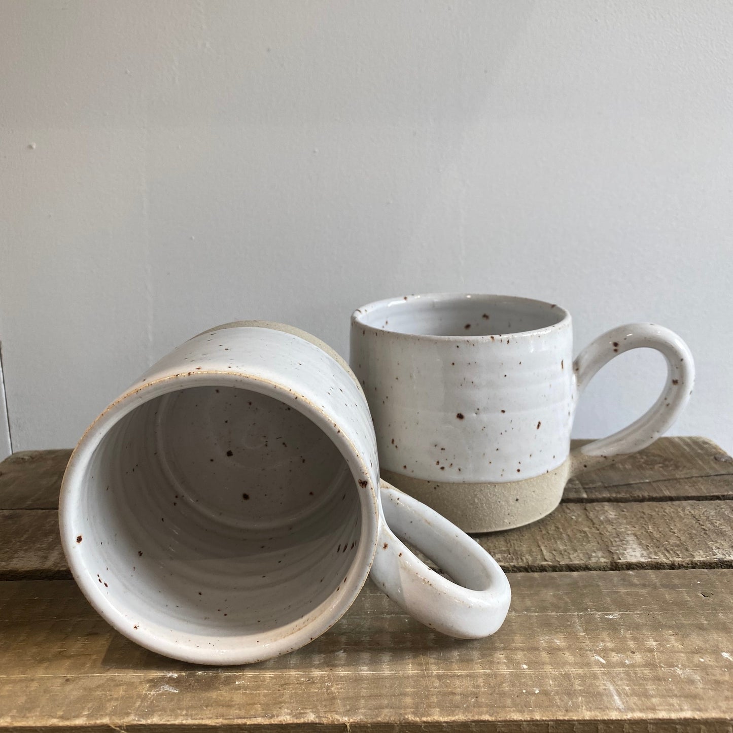 Large White Flecked Mug