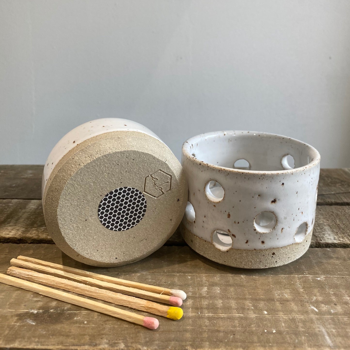 Tea-light holder and Match Striker Pot Set