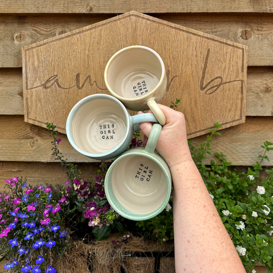 'THIS GIRL CAN' Stamped mugs