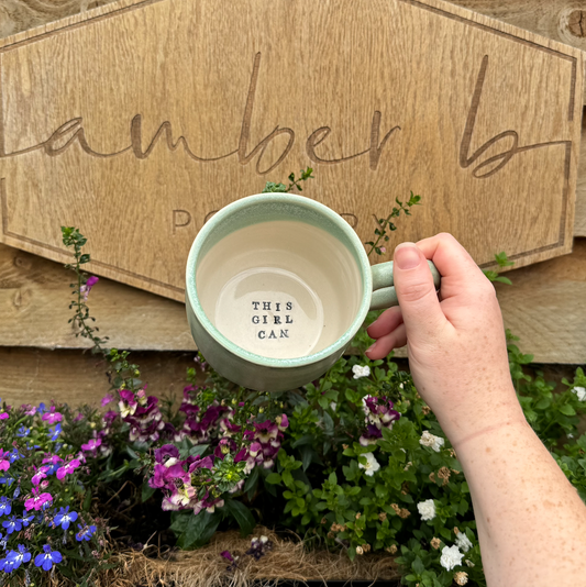 'THIS GIRL CAN' Stamped mugs