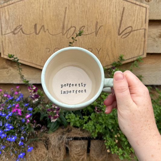 'PERFECTLY IMPERFECT' Stamped mug