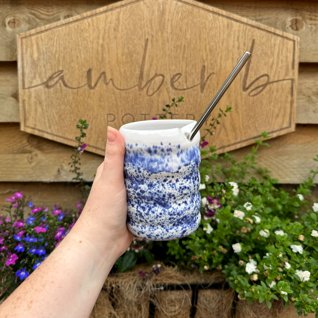 Straw Cups - Speckled Blue