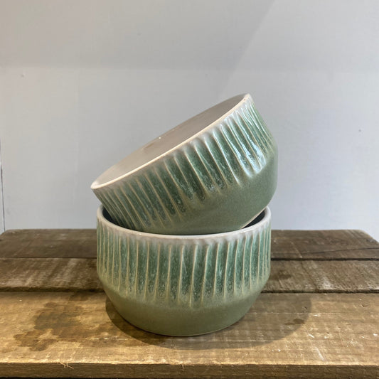 Set of 2 Green Snack Bowls